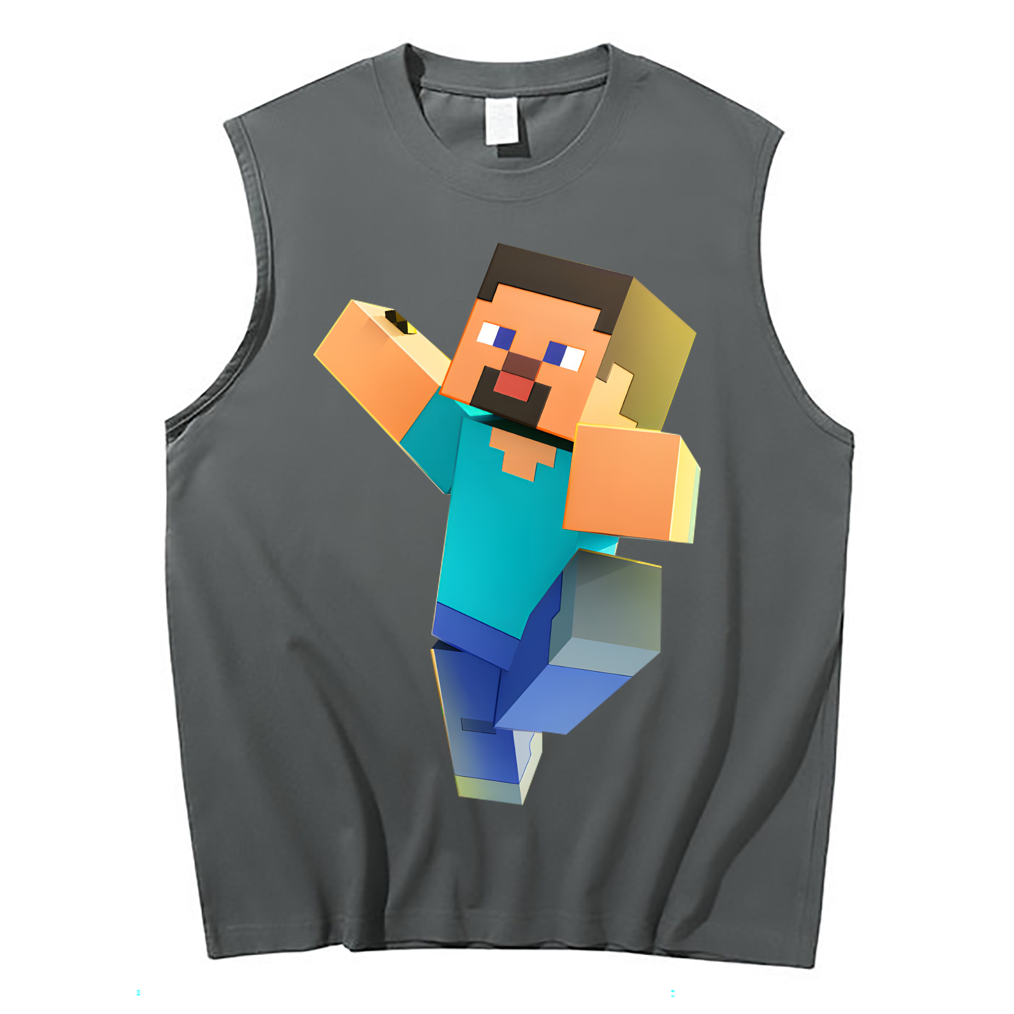 （画像用） マインクラフト ブロックの世界 Minecraft MC Block world コットン100％タンクトップ（フロントプリント）